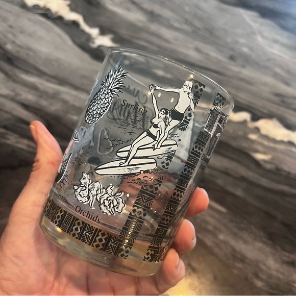 Vintage Federal Glass Aloha Hawaii Rocks Glasses Three Tiki Novelty Hula Mai Tai - Picture 5 of 8